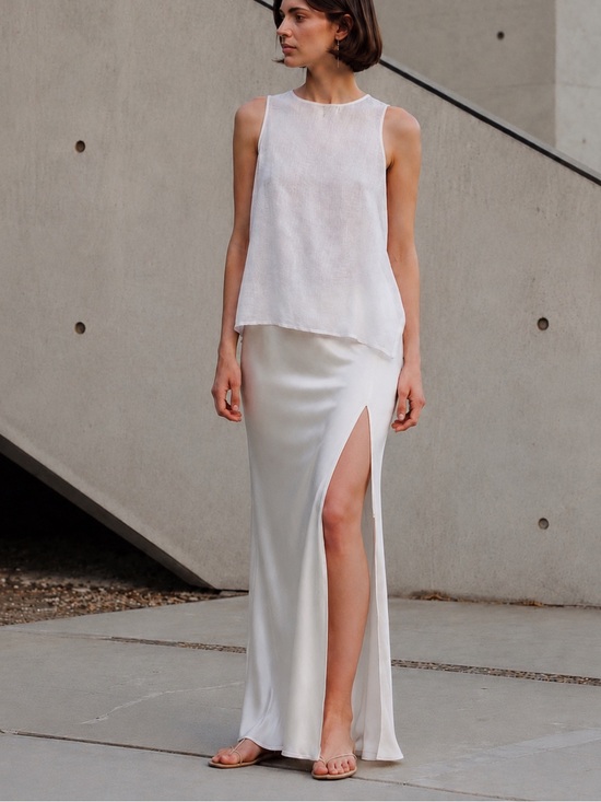 ELEH Dresses & Skirts - ELEH satin pearl white midi slip skirt